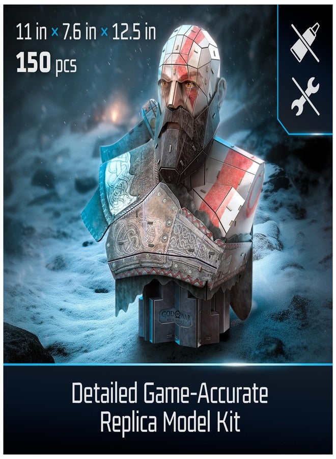 4D Build, God of War Kratos 3D Model Kit, PlayStation Game, Desk Décor, Adult Puzzles, Building Toys, 3D Puzzles for Adults & Teens, 150 Pieces, for Ages 12 & Up - Image 2